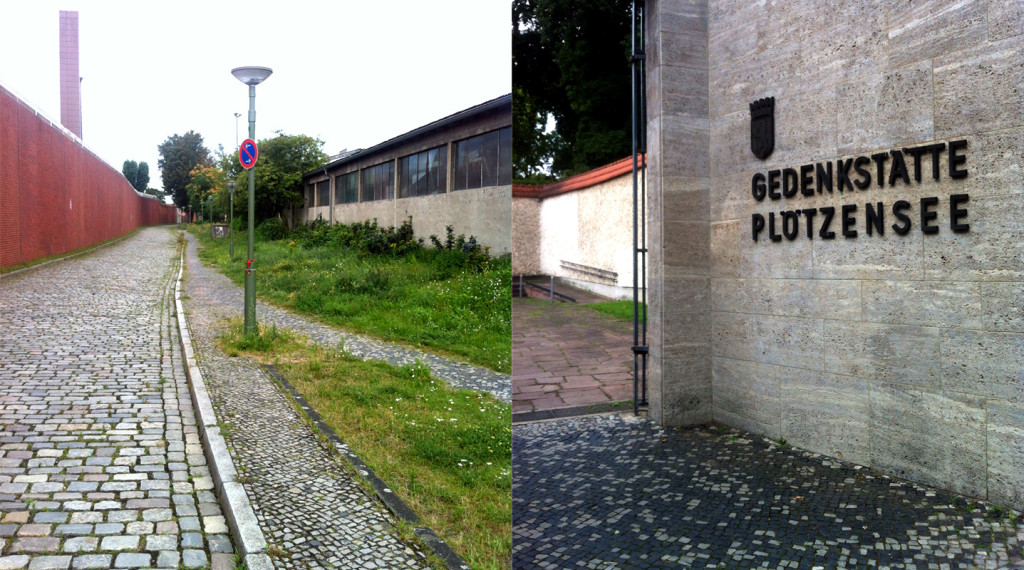 Mit Gras bewuchertes Kopfsteinpflaster weist den Weg zur Gedenkstätte